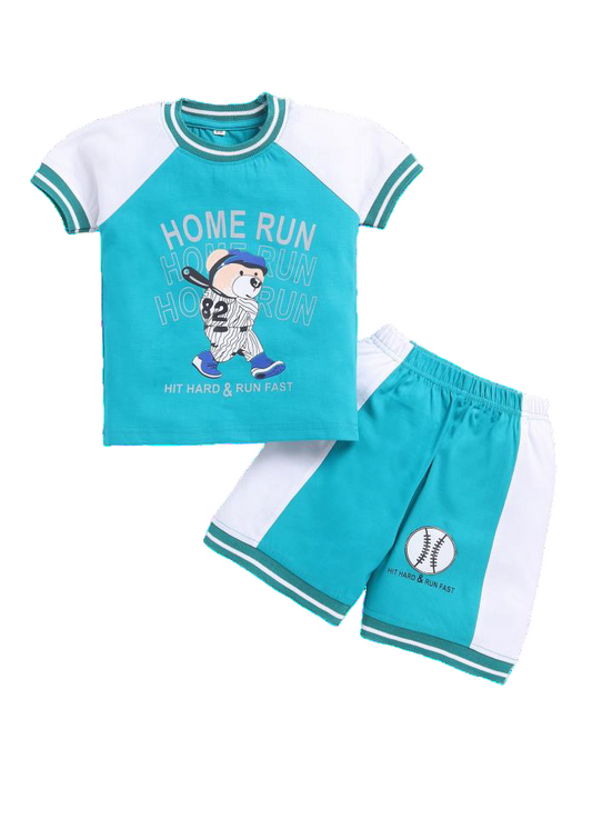 Sea Green & White T-shirt with Short